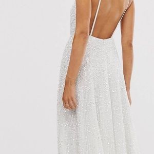 Sequined Cami midi wedding dress